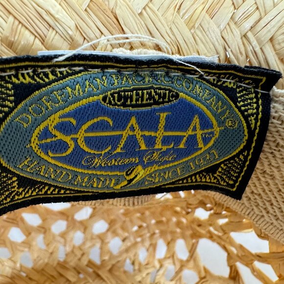 Scala 100% Straw Cowboy Hat Beaded Band  Size L/XL ( 23.25\